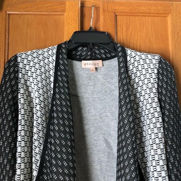 Anthropologie Philosophy Draped Open Woven Cardigan Elbow Patches - S - Picture 3 of 13